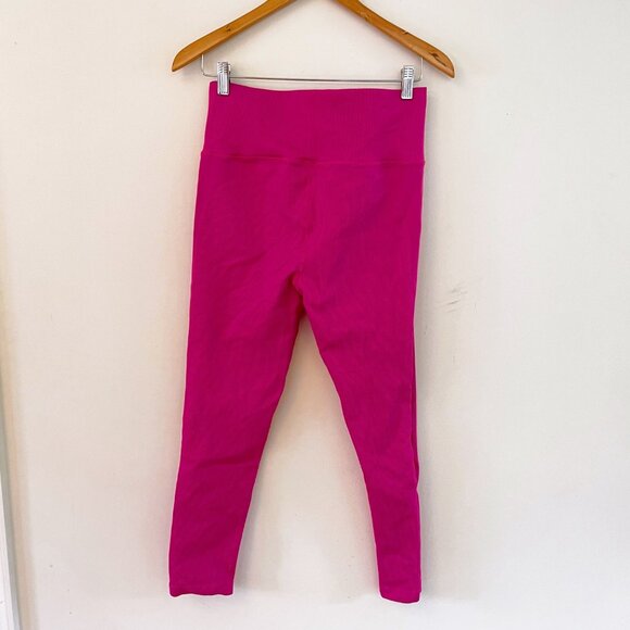 Athleta Elation Ultra High Rise Pink Ribbed Leggings, Size Large - Picture 3 of 5